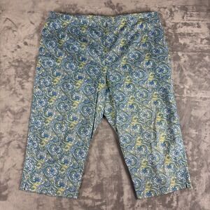 Vintage Real Clothes Salon Z Blue Paisley Capri Cropped Pants Size 20